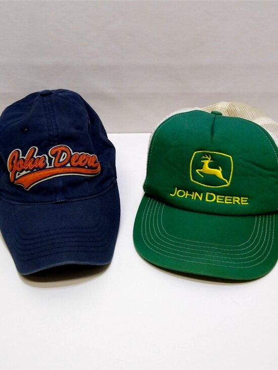 John Deere Hats Bundle Blue Hat K-Products Strapback Green Hat Mesh Trucker Cap - Picture 1 of 8